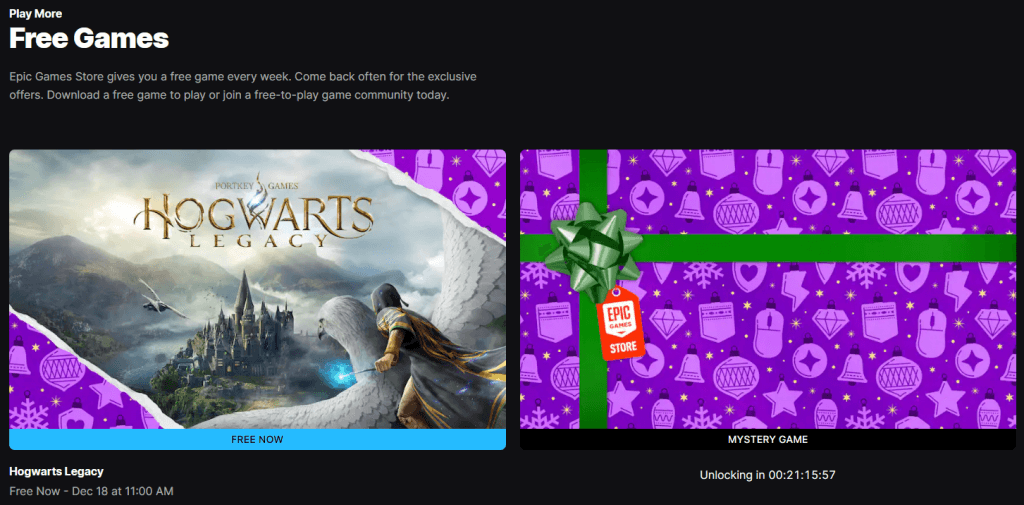 Epic Games - Holiday Freebies