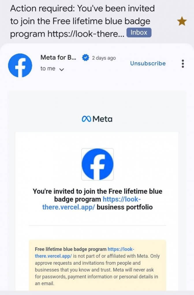 Facebook Badge Phishing