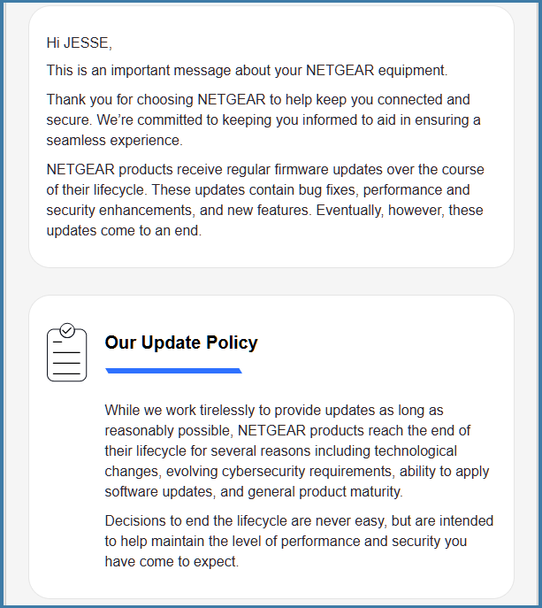 Netgear Notification Emails