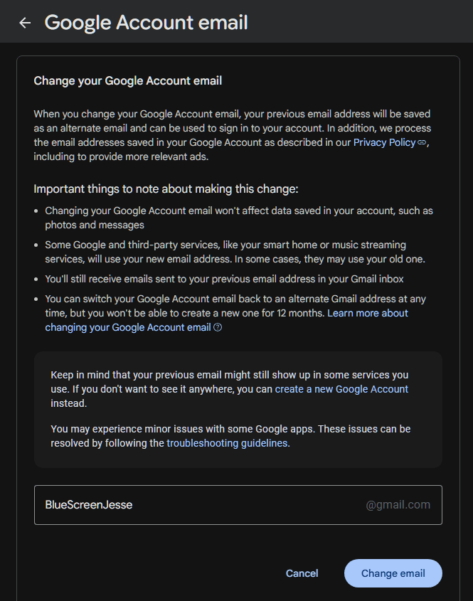 Change Your Gmail Address